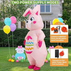 Disfraz de Conejo de Pascua para Adultos, Traje Inflable de Cuerpo Completo, Color Rosa, para Fiestas, Cosplay, Festivales y Celebraciones - Product Image 4