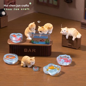 Adorable figurine de chat fleur <span class=keywords><strong>coquin</strong></span> en résine, jouet attrape-poissons, accessoire de décoration miniature pour maison de poupée, mini décoration de bureau - Product Image 2