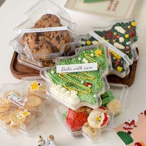 PET Christmas Tree Shape <strong>Plastic</strong> Packaging Box with Lid <strong>Dessert</strong> Display <strong>Tray</strong> for Candy Baking Western Pastry Frosting Cookies - Product Image 3