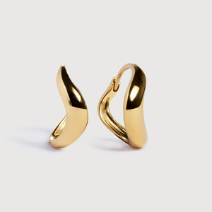 Orecchini a Cerchio Huggie in Vermeil d'Oro 14k, di Design Raffinato, Inossidabili, Nuovi Arrivi, Gioielli di Lusso, Orecchini a Cerchio Spessi con Zirconi - Product Image 6