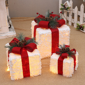 ชุดกล่องของขวัญผ้าเรืองแสง 3 ชิ้น ของตกแต่งคริสต์มาสพร้อมไฟ - Product Image 3