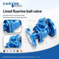 Vanne à boisseau sphérique doublée PTFE WCB CF8 à brides PN16 ANSI150 résistante aux acides et aux alcalis PFA FEP Téflon anti-corrosion chimique API ANSI DIN OEM