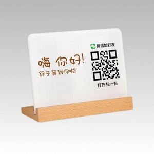 Logo Eco-Friendly Acrylic Menu Card Holder Wooden Base Custom Shape Silk Screen Printing <b>Desktop</b> Display <b>Stand</b> Promotions - Product Image 2