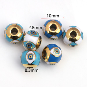 Cloisonne Evil Eye <b>Beads</b> 10mm Round Stainless Steel Enamel Spacer <b>Beads</b> For Jewelry Making <b>Blue</b> White Gold Tone - Product Image 4