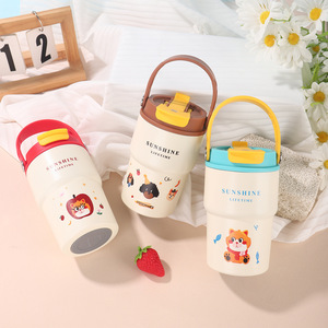 Sunshine Lifetime Insulated Water Bottle 316 Stainless Steel Double Wall Vacuum Travel Cup With Handle Cartoon Design - Product Image 3