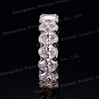 Bague de fiançailles éternelle en diamant de laboratoire de taille ovale HPHT en argent S925 or 10K 14K 18K personnalisée IGI pour femmes