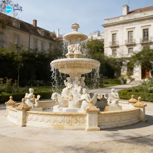 Grande <span class=keywords><strong>Fontana</strong></span> da Giardino per Esterni in Stile Europeo a 3 Livelli in Marmo Bianco Naturale - Product Image 1