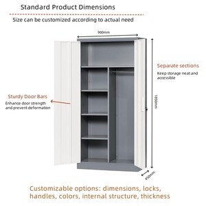 Luxury Steel Wardrobe Storage Organizer Wardrobe Bedroom Wardrobe Design with <b>Lock</b> 2 Door Filing <b>Cabinet</b> - Product Image 4