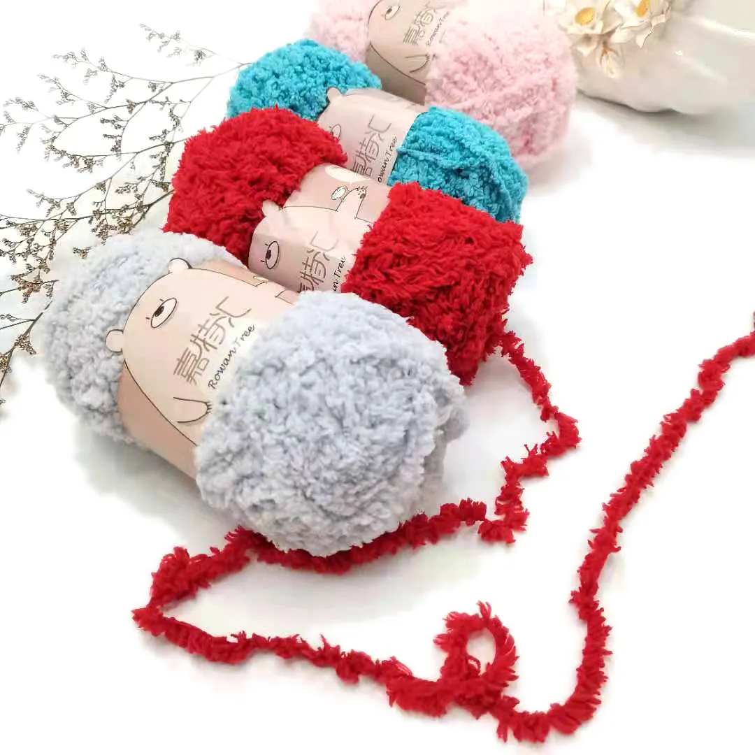 Fil fantaisie de laine à tricoter à la main, g, en polyester, crochet, fabrication d'écharpe