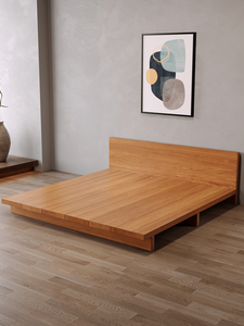 Giường ngủ khung gỗ hiện đại tối giản, đầu giường kiểu tatami, làm từ gỗ nguyên khối, đặt làm theo yêu cầu cho nội thất phòng khách - Product Image 4