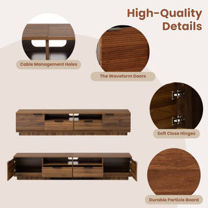 Soporte de <span class=keywords><strong>TV</strong></span> de 78 Pulgadas para Sala de Estar Estilo Mid-Century, para Televisores de hasta 85 Pulgadas, con Cajón Profundo y Gestión de Cables, Bisagras de Cierre Suave - Product Image 6