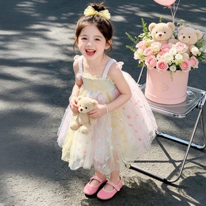 Vestido de Tul Estilo Princesa para Niñas, Sin Mangas, con Volantes, para Fiestas, Actuaciones, Playa - Product Image 1