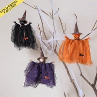 Décorations suspendues d'Halloween en gaze : fantômes, citrouilles, chats noirs – Idéales pour fêtes effrayantes, maisons hantées, cadeaux de fête, et pour la collecte de bonbons ou de farces.