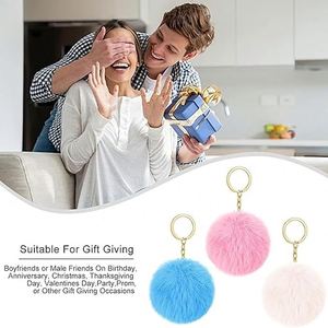 Keychains Fuzzy Ball Keyring Thank You Gifts for Girls DIY 8cm Faux Fur Balls Bag Pendant House Key Women Mother's Day Gifts - Product Image 4