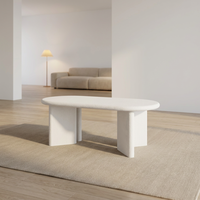 Table basse semi-circulaire moderne avec finition MDF et microciment pour salon, meubles de maison