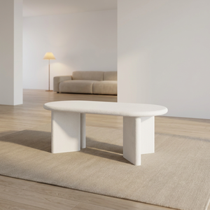 <span class=keywords><strong>Mesa</strong></span> de Centro <span class=keywords><strong>Semicircular</strong></span> de MDF con Acabado de Microcemento para Sala de Estar - Product Image 1