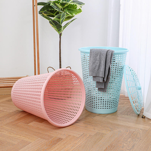 Plastic <b>Storage</b> Basket with Lid Large Capacity Laundry <b>Hamper</b> for Bathroom Organization - Product Image 3