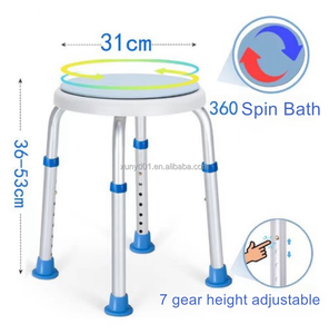 Aluminum Alloy <b>Bathroom</b> Safety Equipment Non-Slip 360 Degree Turn Adjustable Height 150kg Capacity Comfortable Wash Cooling - Product Image 3