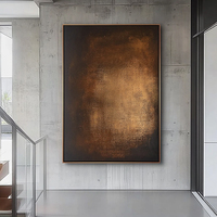 Toile abstraite Wabi Sabi peinte à la main avec cadre, impression UV, noir et marron, décoration murale minimaliste vintage pour la maison ou comme cadeau
