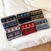 Écharpe longue en tricot jacquard à blocs de couleurs rétro, accessoire de mode chaud pour l'hiver, pour filles et femmes