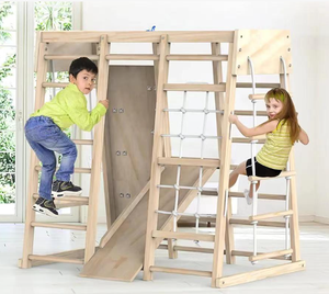 Juego de Columpios de Madera para Niños, para Interiores, Gimnasio, Ejercicio, Fitness, Actividades en Casa, Parque Infantil con Toboganes, Cuerdas y Columpios - Product Image 6