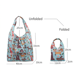 Sac de courses pliable en tissu Oxford en polypropylène imprimé dessin animé, grand sac écologique, sac à bandoulière portable et réutilisable pour les voyages - Product Image 3