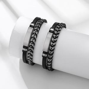 Pulsera de Cuero Trenzado de Acero Inoxidable de Alta Calidad, Estilo Clásico y Moderno, Personalizable al por Mayor - Product Image 4