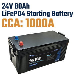 24V 80Ah 磷酸铁锂启动电池：3000+ 次深度循环，IP65 防水，1000+ CCA，防振，适用于重型卡车 - Product Image 1