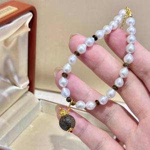 Brazalete de Cuerpo Completo de Plata de Ley con Madera de Agar y Piedra de Ojo de Tigre, Joyería de Agua Dulce para Regalos - Product Image 2