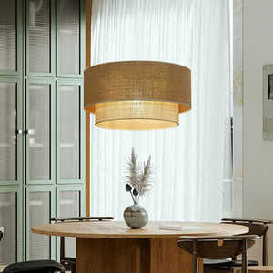 Lustre rond en rotin tressé de style japonais Jifeng, avec douille E27, pour restaurant, salon de thé, hôtel, salon. - Product Image 3
