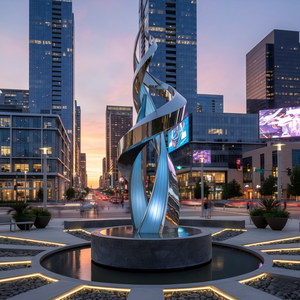 Sculpture réaliste grandeur nature en acier inoxydable résistant aux intempéries, grande installation artistique en spirale pour entrée d'hôtel de luxe urbain - Product Image 3