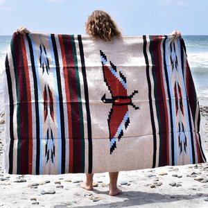 Manta <span class=keywords><strong>Mexicana</strong></span> de Playa con Diseño de Águila Tejida en Jacquard, Diseño Navajo <span class=keywords><strong>Azteca</strong></span> de Pájaro Relámpago - Product Image 1