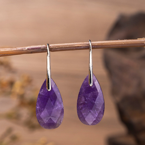 Nouvelles boucles d'oreilles en œil de tigre et améthyste, pierres semi-précieuses, faites à la main, en quartz rose, bijoux pour la guérison, cadeau - Product Image 5