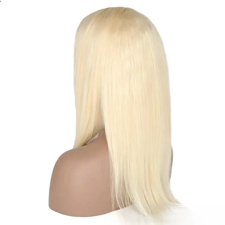 Full Lace Human Hair Wig Blonde Hand Knitted Hair #613 Straight Long Natural Remy Chinese Hair Wig for Women