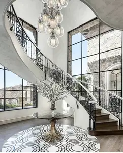 CBMmart gebogene spiraltreppe innentreppe holz metalllaufboden für villa haus hotel luxus einfach freies design