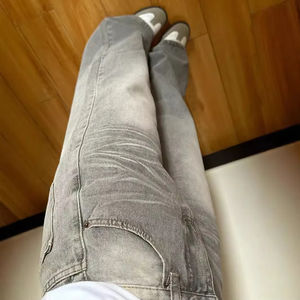 Pantalones Vaqueros Anchos Vintage Grises Estilo Americano, Pantalones Casuales de Pierna Recta para Mujer, Corte Holgado, Drapeados, Primavera Otoño, Nueva Llegada - Product Image 3