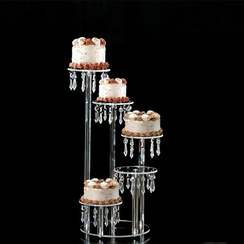 Expositor acrílico para bolos e sobremesas, decorativo multifuncional de Natal com 5 camadas e cilindro