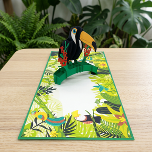 Carte pop-up 3D Toucan, design animal personnalisé, découpe de papier artisanale, impression offset, de Hanoï, Vietnam, cadeau de Noël et de Nouvel An - Product Image 2