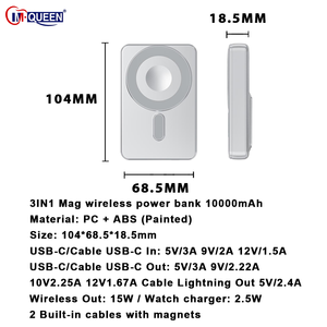 Cargador Portátil Magnético Inalámbrico Delgado PD de 22.5W con Pantalla LED y 2 Cables Integrados para Teléfono Móvil - Product Image 2
