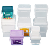 Vente en gros de 20 litres de qualité alimentaire PP seaux carrés en plastique avec logo personnalisé couvercles recyclables pour le stockage des aliments seaux emballage