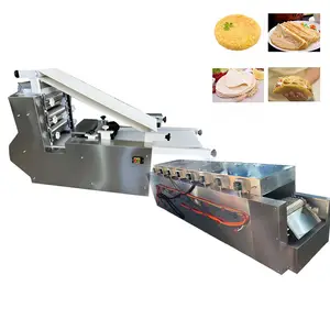 Máquina de fabricação de pão lavado arábia automática roti, máquina com linha de produção de capati do forno do túnel do tortilla