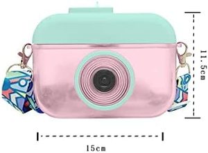 Borraccia carina da 400ml con cannuccia, borraccia senza BPA, borraccia a forma di fotocamera con tracolla regolabile per la scuola - Product Image 6