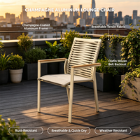 Chaise de loisirs d'extérieur, cadre en aluminium champagne, dossier en tissu tissé en oléfine, tissu respirant, jardin, patio, balcon