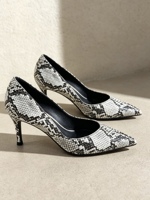 Escarpins à talon aiguille pointu imprimé serpent noir et blanc, motif animalier, pour soirée, collection automne, pour femme, OEM ODM