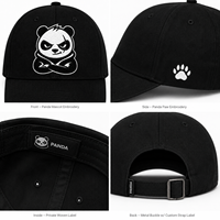 Gorra de Béisbol Minimalista con Bordado de Cresta de Panda, de Algodón Estructurado, Visera Curva, Ajustable con Cierre a Presión, para Moda Urbana y Venta Minorista