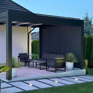 Pergola motorisée rétractable Prima à lames orientables pour usage résidentiel et en parc – Protection solaire <span class=keywords><strong>extérieure</strong></span> - Product Image 1