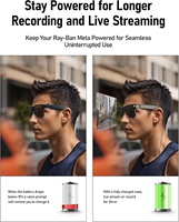 Câble de chargeur clip de 1.5m pour RayBan Meta Wayfarer/Skyler/Headliner Smart Glasses Étui officiel pour une utilisation sans couture tout en portant