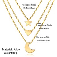 Vente en gros de bijoux multicouches à la mode Collier ras du cou avec pendentif en forme de cœur et de lune en or pour femmes et filles Cadeau