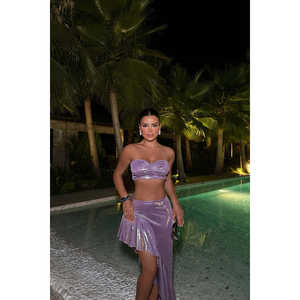 Colección Lila Alessia: Elegante Vestido de Noche Largo de Satén Crepé Tejido, Corte Recto y Ajustado para Damas de Honor, Fiestas, Primavera y Verano - Product Image 1