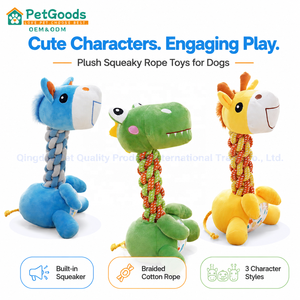 Jouet en peluche durable pour chien avec couineur, motifs girafe, poney, dinosaure pour détaillants de magasins d'animaux et partenaires de vente en gros - Product Image 1